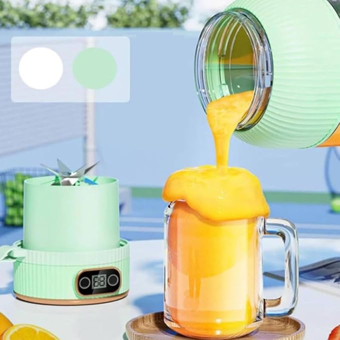 Multifunctional Portable Juicercup with Digital Display Large Capacity Portable Blender USB Rechargeable Double Lids are Replaceable Juice Cup Blender(White)