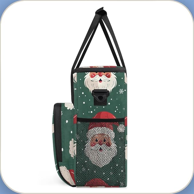Bright Santa Claus Coffee Maker Carrying Bag Portable Travel Storage Tote Bag Compatible with K-Mini or K-Mini Plus Single Serve Coffee Brewer Carrying Case with Multiple Pockets &amp Shoulder Stra