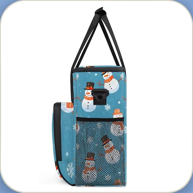 Christmas Snowman Coffee Maker Carrying Bag Graffiti Snowman Travel Storage Bag Compatible with K-Mini or K-Mini Plus Single Serve Coffee Brewer Carrying Case with Multiple Pockets &amp Shoulder St