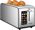 Mecity 4 Slice Toaster Touch Screen 1.5 Long Slot Stainless Steel Smart Bread Toaster for Bagel Muffin Waffle Gluten Free Breads Timer Defrost Reheat 120V 1400W