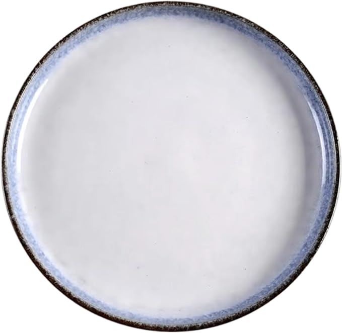Mikasa Oaklyn Mist 16-Piece Stoneware Dinnerware Set - White &amp Blue Reactive Glaze with Stone-Like Exterior - Modern Tableware Designs Plates Bowls Mugs for Everyday Dining or Special Occasions