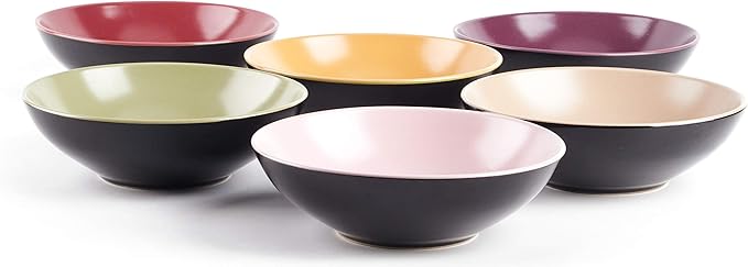 Colors Life 18pc Dinnerware SetOutside Shinny Black + Inside Matte Finished Color Very Berry