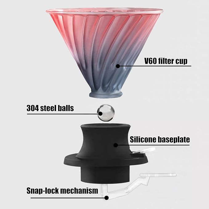 Cold Brew Coffee Maker with Detachable Silicone Base Color Coffee Decoration Set Homes Kitchen Essential