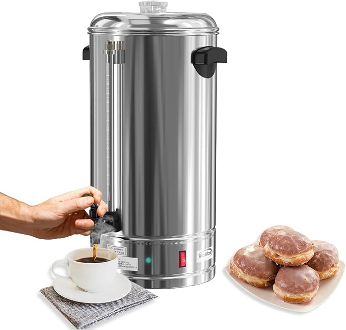 KoolMore Electric Percolator Coffee Maker 100-Cup 500 oz. Pot in Stainless Steel with Double Wall Insulation for Office Breakrooms Catering and Events and Dripless Faucet (KM-CCP100)
