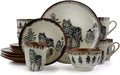 Majestic Wolf Luxurious Stoneware Dinnerware with Complete Setting for 4-16 Piece