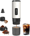 Stainless Steel Portable Espresso Maker – 20Bar 7500mAh Rechargeable 3-in-1 for Nespresso/DG Capsules &amp Ground Coffee Self-Heating Best Value for Camping Car Travel (White)