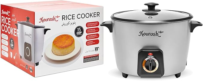 YEDI KOUROSH Automatic Persian Rice Cooker - Tahdig Rice Maker Perfect Rice Crust (15 CUP)