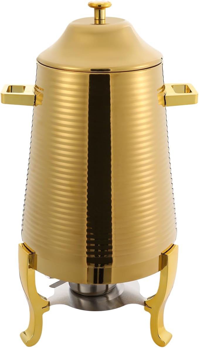Coffee Urn With Fuel Holder 3.43 Gallon/13L Stainless Steel Beverage Dispensers for Coffee Tea Milk Juice Water Hot Drink Dispenser with Stand Chafer Urn with Spigot for Parties Catering (Gold)