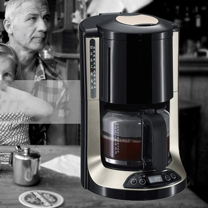 Coffee Machine Coffee MachineFilter Coffee Machine Drip Coffee Maker with 1.25L Glass Jug(10 Cups)Anti-Drip SystemPermanent Reusable FilterTimer FunctionBoil-Dry Protection