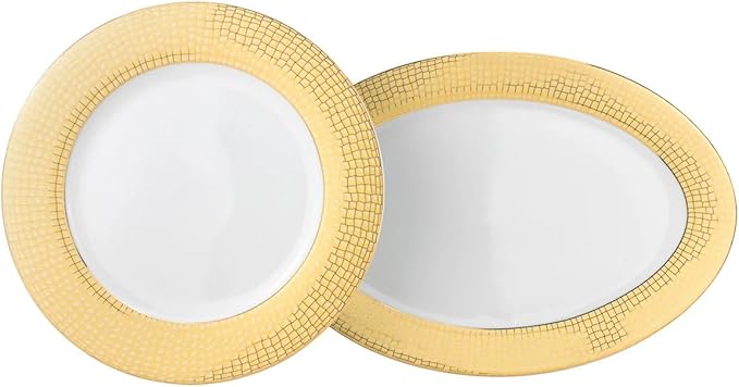 Euro Porcelain 57-pc Banquet Dinnerware Set Luxury Porcelain Tableware Service for 8 (1950G)