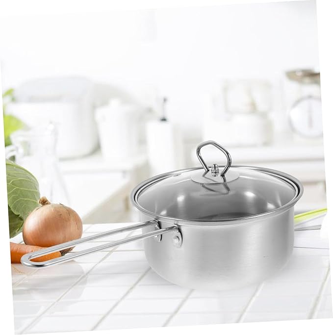 3-Piece Stainless Steel Cookware Set Soup Pot Frying Pan Milk Pot Multi-functional Kitchen Cookware Lid Suitable for Induction Cookers Household Cooking Essentials