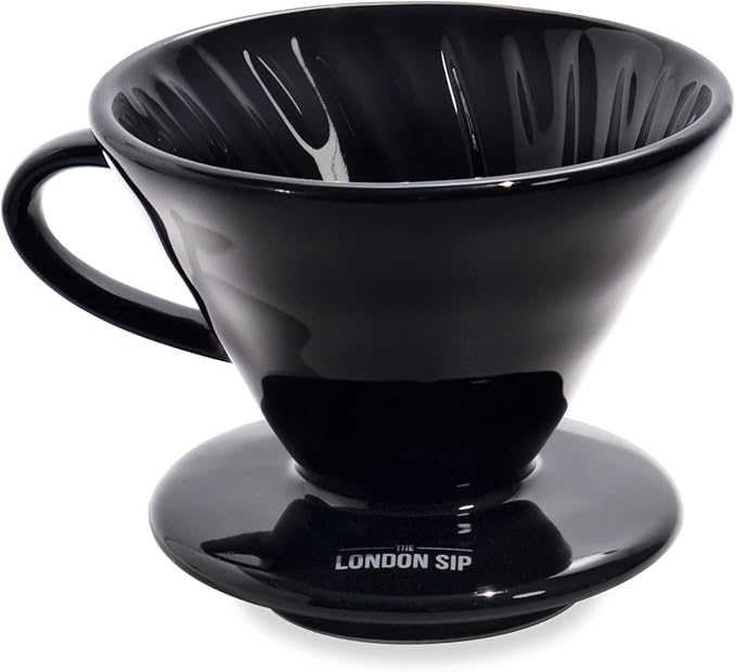 The London Sip Ceramic Coffee Dripper Pour Over Ceramic Coffee Maker Coffee Slow Brewing Accessories for Home 1-4 Cup Black
