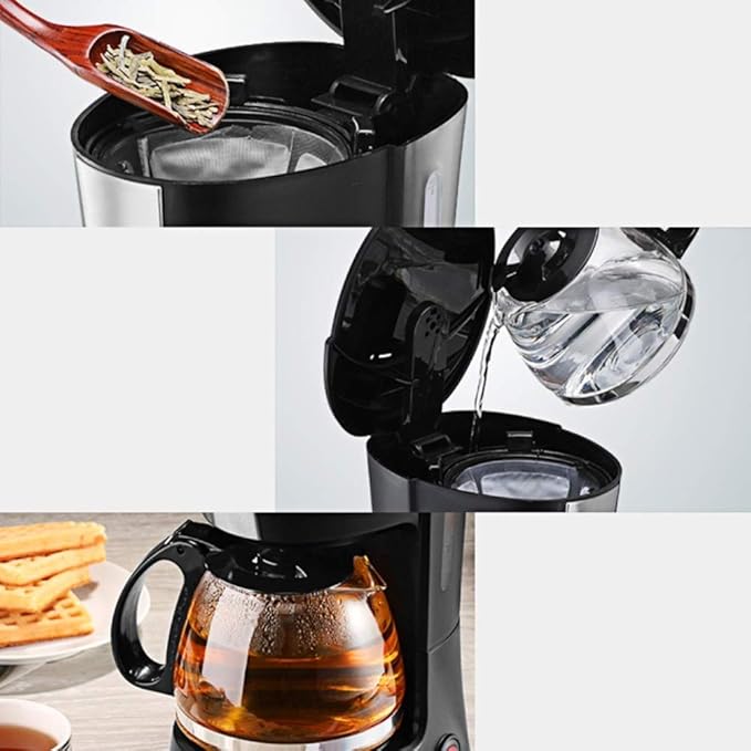 Coffee Machine Filter Coffee MakerOne-Touch OperationAnti-drip and Heat Preservation FunctionFunnel RemovableEasy to Clean600 MlBlackCompatible with Espresso Cook