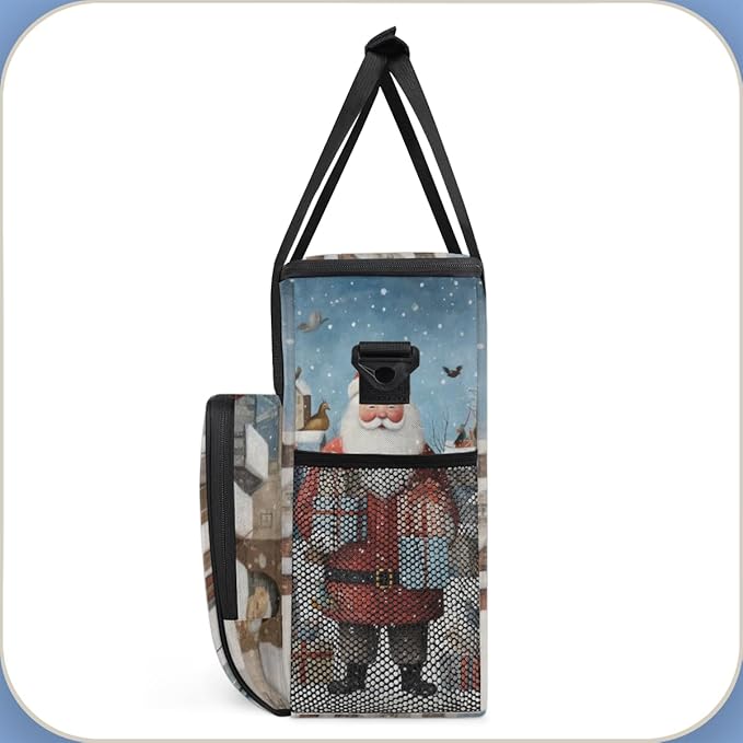 Xmas Santa Claus Coffee Maker Carrying Bag Mystical Santa Claus Travel Storage Bag Compatible with K-Mini or K-Mini Plus Single Serve Coffee Brewer Carrying Case with Pockets &amp Shoulder Strap