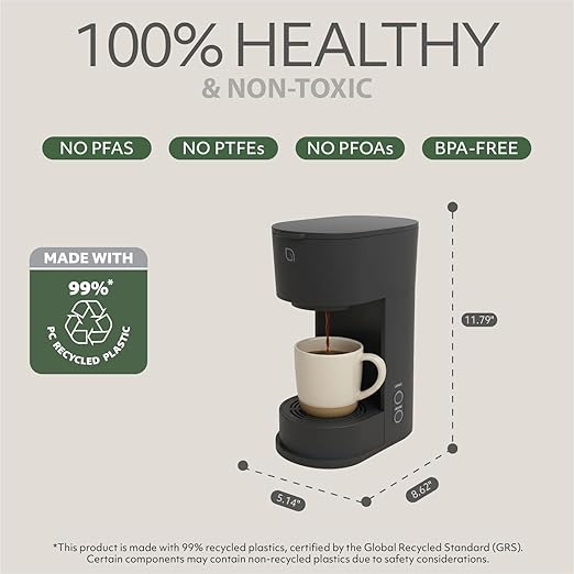 WILLOW K-Cup Coffee Maker Single Serve Coffee Maker with 6 to 12oz Brew Size &amp Strong Brew Option Single Cup Coffee maker made with 99% PCR Recycled Plastics Coffee Machine - BLACK