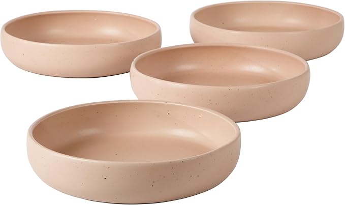 Bloomhouse - Two Time Oprah's Favorite Things Winner - Corsica Clay 4-Piece Meal and Pasta Bowl Set – Prosecco Blush Pink Stoneware for Dinner Serving &amp Everyday Use