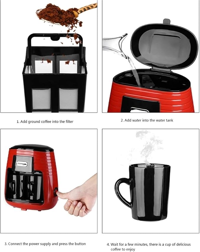 0.25L Electric Coffee Maker for Home Office - Compact Machine with Water Level Mark and Removable Filter