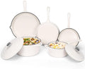 QuliMetal Enameled Cast Iron Cookware Set 5 Pcs Pots and Pans with Lid Skillet Frying Pan Saucepan &amp Dutch Oven for All Stovetops PFA Free - Ideal for Sourdough Bread Baking