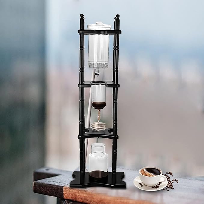 Cold Brew Drip Coffee Maker Ice Brewed Coffee Machine Handcrafted Glass Cold Brew Coffee Tower Brown Ice Drip Coffee