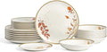 Stone Lain Maple 24-Piece Dinnerware Set Porcelain Plates and Bowls Set Dishwasher and Microwave Safe Dish Set for 8 White