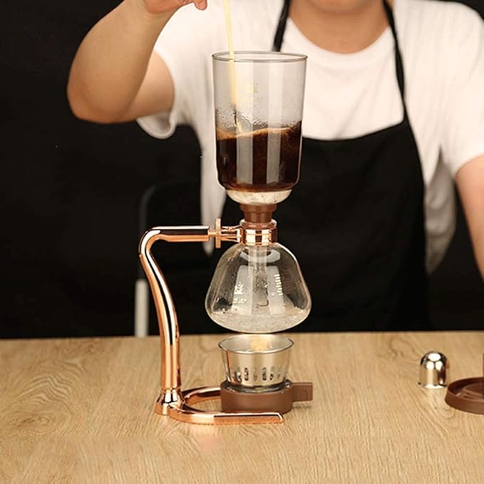Coffee machine manual coffee pot siphon household siphon pot set glass coffee machine coffee machine manual grinder(E)