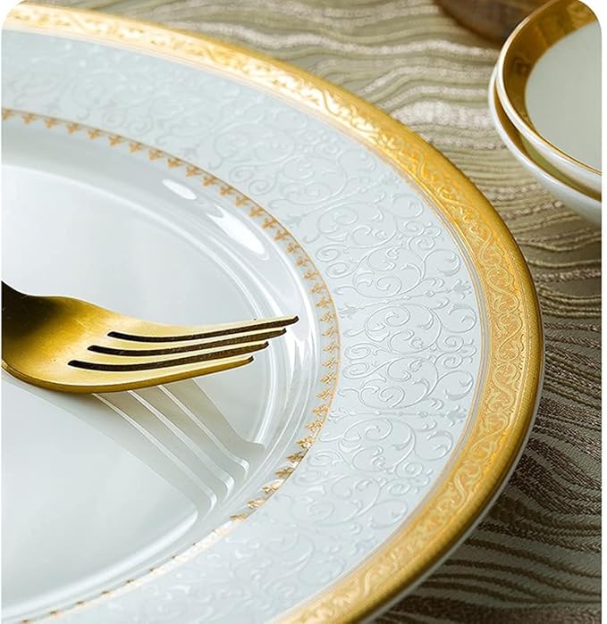 30/56 / 60Pcs Ceramic Dinnerware Set Bone China Dinnerware Dishes Plates Ceramic Combination Dinnerware Set Porcelain Service for 10 Phnom Penh Dinnerware Set (30 Pieces)