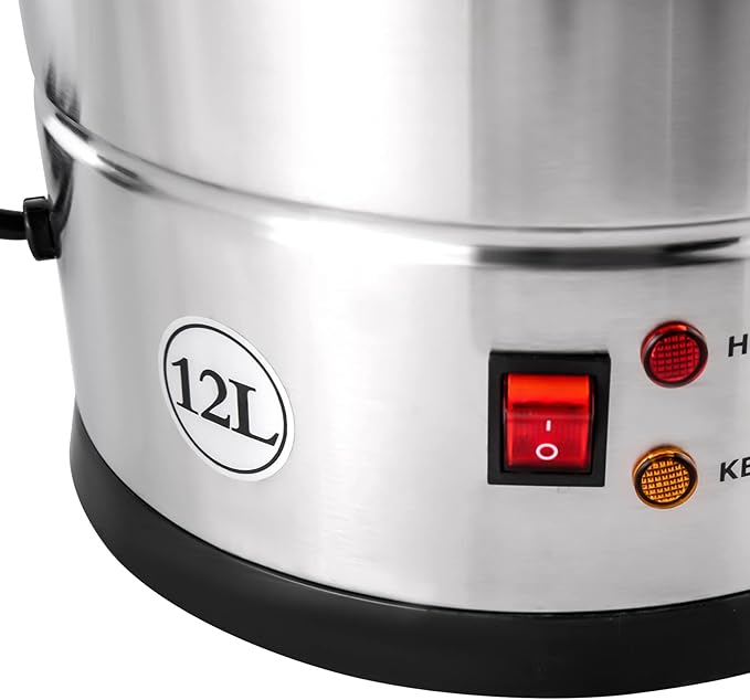 Commercial Grade Stainless Steel Coffee Urn &amp Hot Water Dispenser – 12L 15L 25L Capacity 1KW/1.4KW 110V US Plug for Home Office Party Wedding Events (12 Liters)