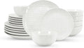 Sureasy Ceramic Dinnerware Sets for 6 18 Pieces Stoneware Plates and Bowls Sets Embossed Scratch Resistant Dinner Set Dishwasher&ampMicrowave Safe White