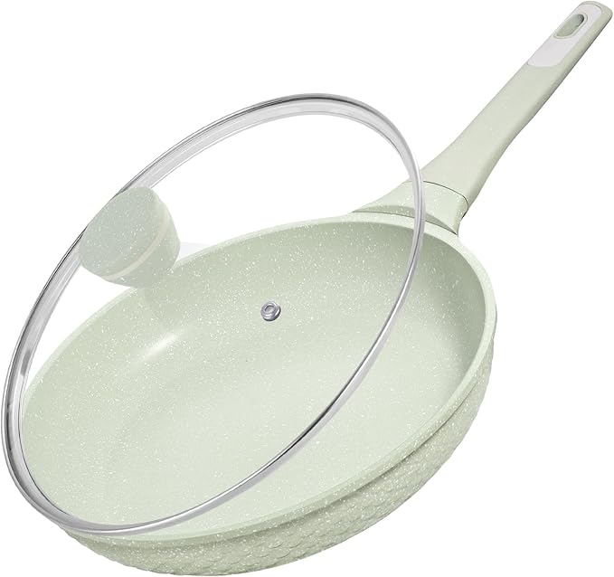 Non stick Frying Pans with Lid 11 in + Sauce pan set 4 Pcs 1.5Qt &amp 2.0Qt SaucePan Set with Lid