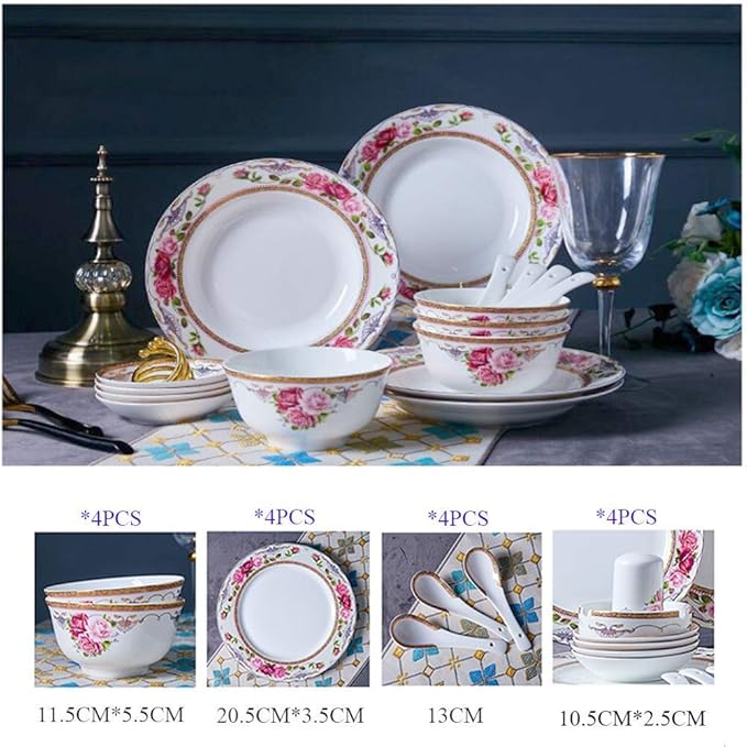 Elegant Fine Dinnerware SetFlower Bone China Tableware Set Porcelain Dishes Plate Bowl Dinnerware SetCeramic Dinner SetsFine Dinnerware SetsDishwasher &amp Microwave SafeMu