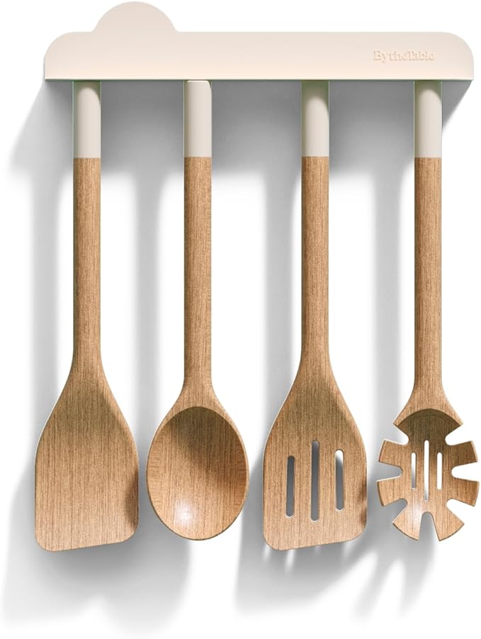 By the Table Cookware &amp Spatula Sets Ceramic Titanium Non-Toxic Nonstick Cookware Set 8-Piece &amp 4-Piece Wood Spatula Set