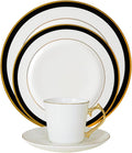 Dinnerware Set service for 6Lightweight Round Plates Bone China Dinnerware SetsSteak Dinner Plates Dish Set (24Pcs) a beautiful giftPaired with black and gold decorative edges