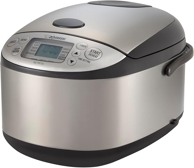 Zojirushi NS-TPC18XT Micom Rice Cooker &amp Warmer (with PFAS-Free Nonstick) 10-Cup Stainless Brown