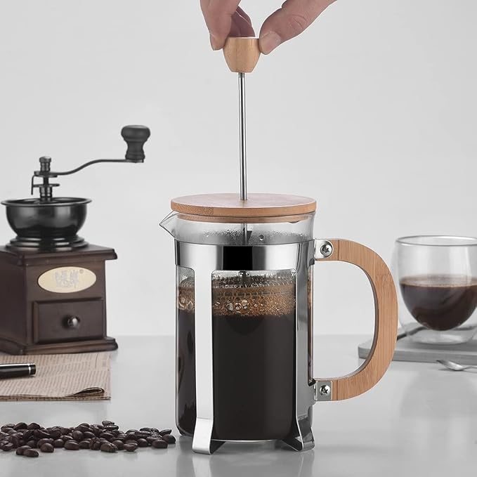 French Press Coffee &amp Tea Maker Heat Resistant Borosilicate Glass Coffee Press Bamboo Handle Small Coffee Maker Durable Easy Clean 100% BPA Free 800ML (Size : 800ml)