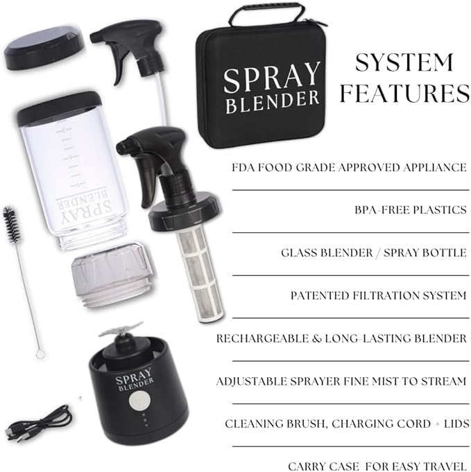 Create Plant-Based Sprays in Minutes with Powerful Electric Blender &amp Glass Spray Bottle Perfect for BBQ Grilling &amp BPA-Free Food-Grade