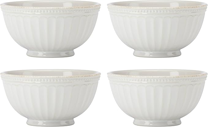 Lenox 895719 French Perle Groove All-Purpose Bowls Set Of 4 White