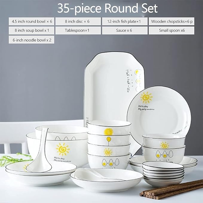 Dinnerware Set Dinner Party Tableware Service Set 36PCS Ceramic Dinnerware Set Bone China Tableware Dishes Plates Ceramic Combination Dinner Service Set Porcelaine Servic