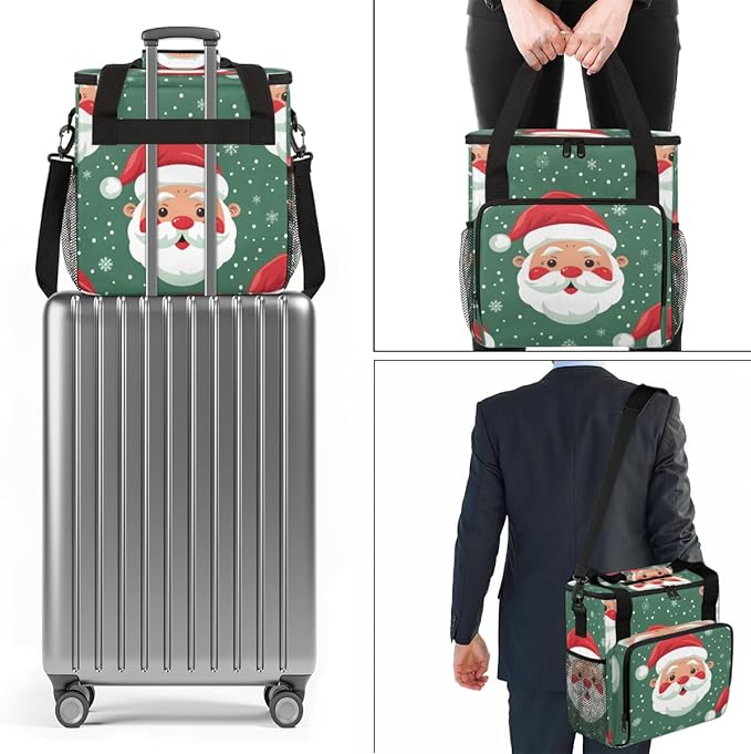 Abstract Santa Claus Coffee Maker Carrying Bag Christmas Santa Claus Travel Storage Bag Compatible with K-Mini or K-Mini Plus Single Serve Coffee Brewer Carrying Case with Pockets &amp Shoulder Str