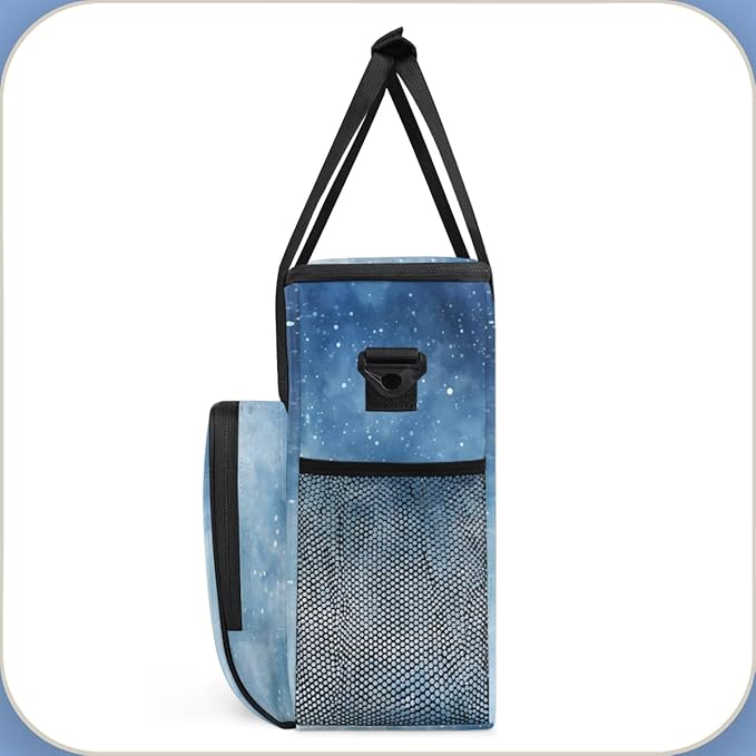 Blue Sequin Glitter Coffee Maker Carrying Bag Portable Travel Storage Tote Bag Compatible with K-Mini or K-Mini Plus Single Serve Coffee Brewer Carrying Case with Multiple Pockets &amp Shoulder Str