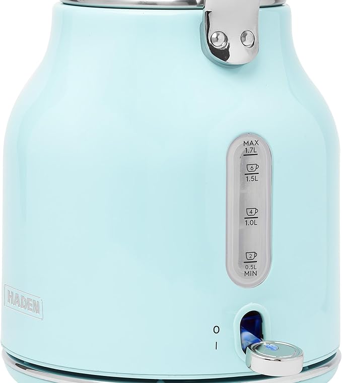 Haden Heritage 1.7 Liter Stainless Steel Electric Tea Kettle with Heritage 2 Slice Wide Slot Stainless Steel Bread Toaster Turquoise