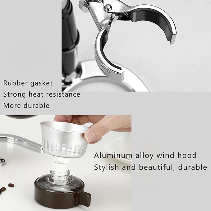 Siphon Coffee Maker Glass Siphon Vacuum Coffee Maker with Metal Base 3-5 Cup Vacuum Glass Siphon Pot Percolators Heat Resistant Glass and Long Service Life for Office Home Cafe