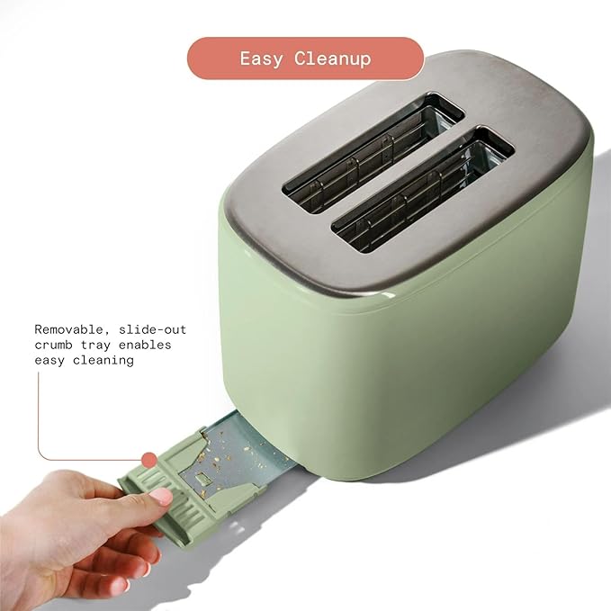 Smart Kitchen Toaster with Touch Interface and Preset Modes Advanced Two-Slice Toaster with Wide Slots and 7 Browning Levels (Sage Green)
