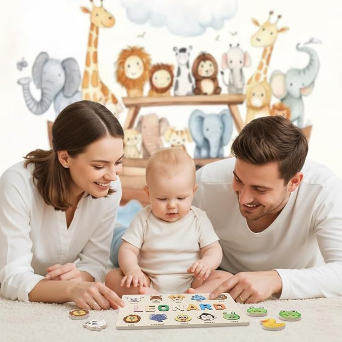 Personalized Name Puzzle for Toddlers 1-3 Customized Heirloom Baby Girl Keepsake Gift Custom Luxury Baby Boy Gift Premium Wooden Name Puzzle for Kids Custom Baby Stuff Nursery Room Decor