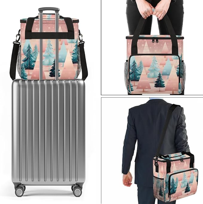 Christmas Tree Coffee Maker Carrying Bag Retro Tree Travel Storage Bag Compatible with K-Mini or K-Mini Plus Single Serve Coffee Brewer Carrying Case with Multiple Pockets &amp Shoulder Strap