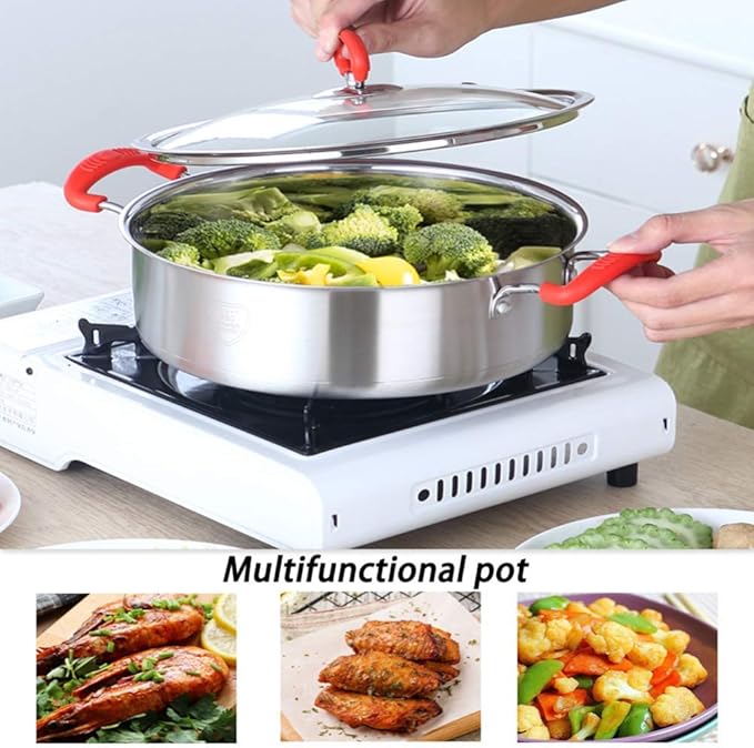Frying Pan and Saucepan Set with Lids Stay Cool HandlesNonstick PanStainless Steel Pan Set 3 PieceCan Be Used for All Gas Including Induction Cooker.