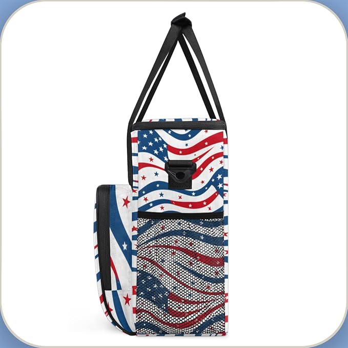 4th of JulyFlag Coffee Maker Carrying Bag Portable Travel Storage Tote Bag Compatible with K-Mini or K-Mini Plus Single Serve Coffee Brewer Carrying Case with Multiple Pockets &amp Shoulder Strap