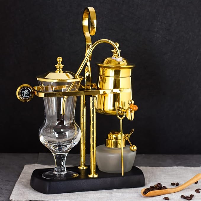 Balance Siphon Coffee MakerBelgium Coffee MakerLuxury Royal Belgium Balance Syphon Coffee Machine for Home Office Coffee Lover Cold Brew Maker (gold)