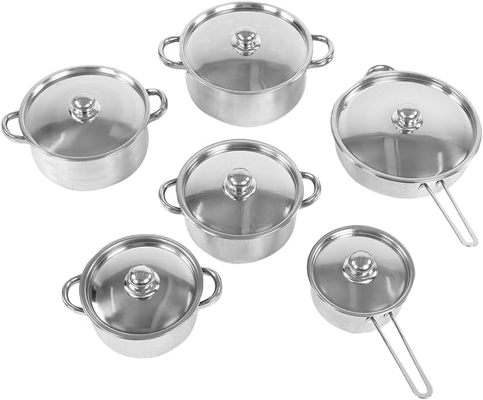 Stainless Steel Pots and Pans Set Nonstick Kitchen Induction Cookware Set Induction Kitchen Cooking Skillet Kits with Frying Pan Soup Milk Pot