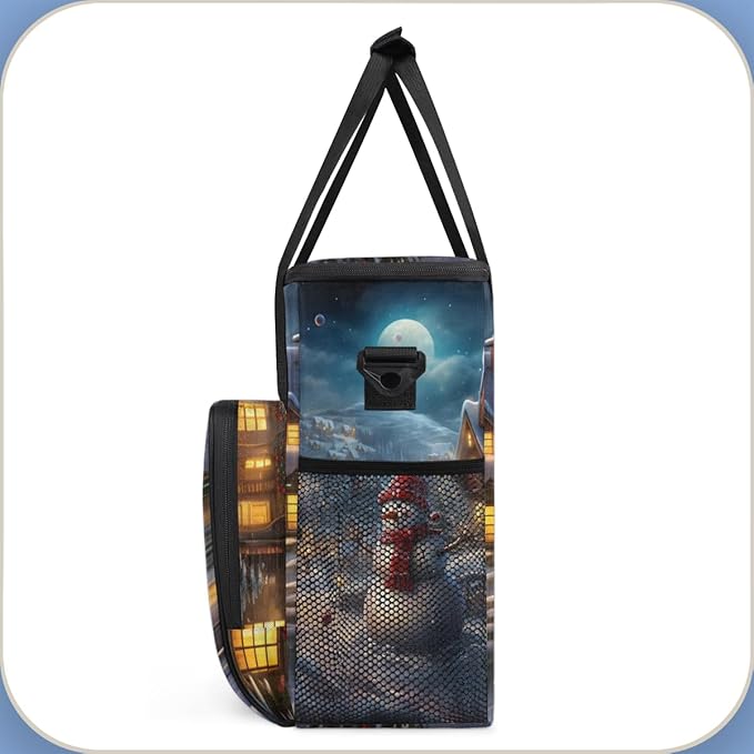 Xmas Snowman Coffee Maker Carrying Bag Dreamy Snowman Travel Storage Bag Compatible with K-Mini or K-Mini Plus Single Serve Coffee Brewer Carrying Case with Multiple Pockets &amp Shoulder Strap