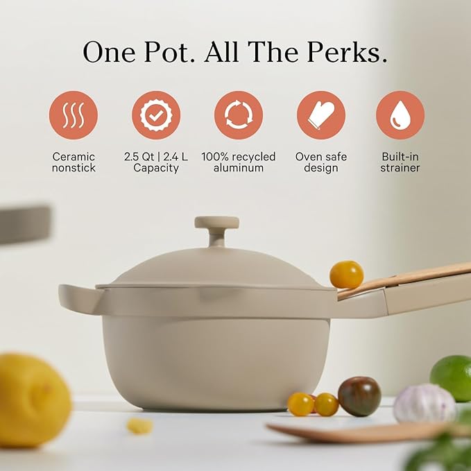 Our Place Mini Cookware Duo | 6-Piece Ceramic Cookware Set with Mini Always Pan &amp Mini Perfect Pot | Induction &amp Oven Safe up to 450°F | Nonstick PFAS-Free Non-Toxic Cookware | Steam